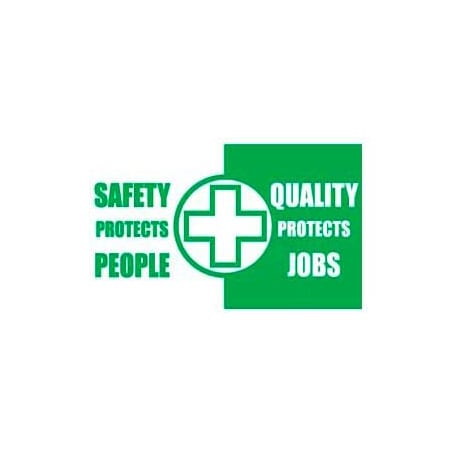 National Marker Co Banner, Safety Protects People Quality Protects Job, 3ft x 5ft BT531
